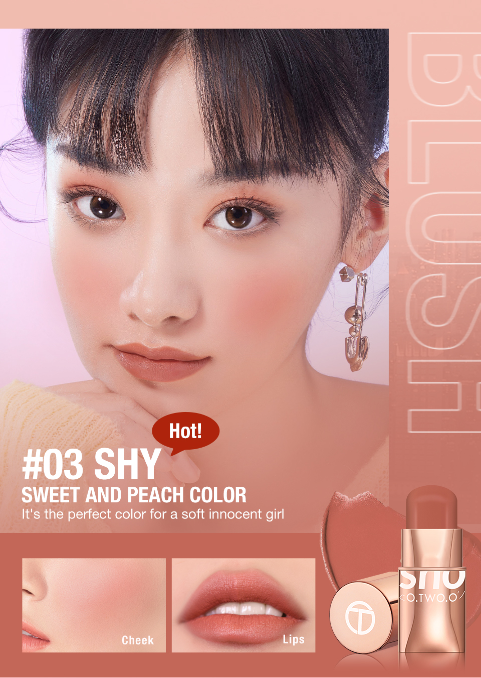 O.TWO.O 8 Color Vibrant Blush Stick SC049