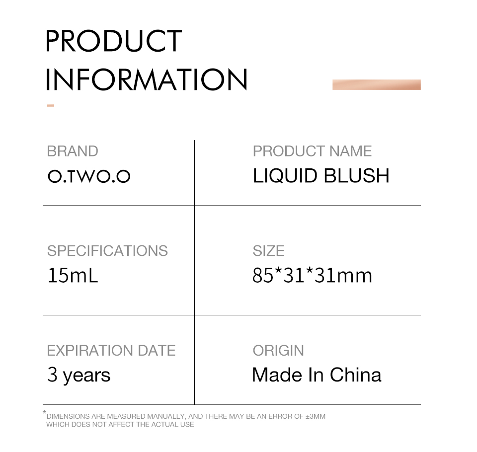 O.TWO.O Velvet Durable Liquid Blush SC023